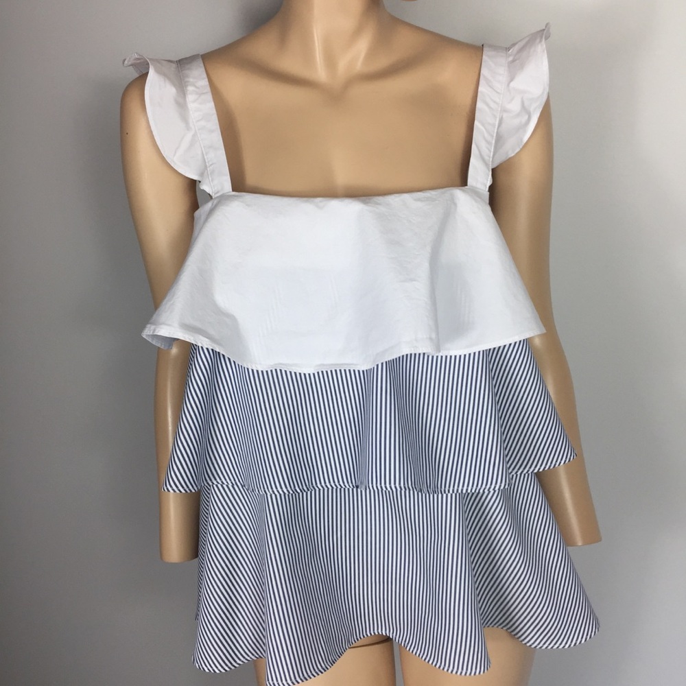 English Factory Square Neck Ruffled Top